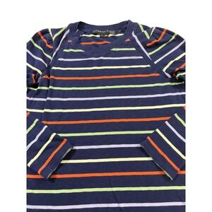 Veronica Beard Mason Baseball Navy Multicolor Stripe Pima Cotton Top M